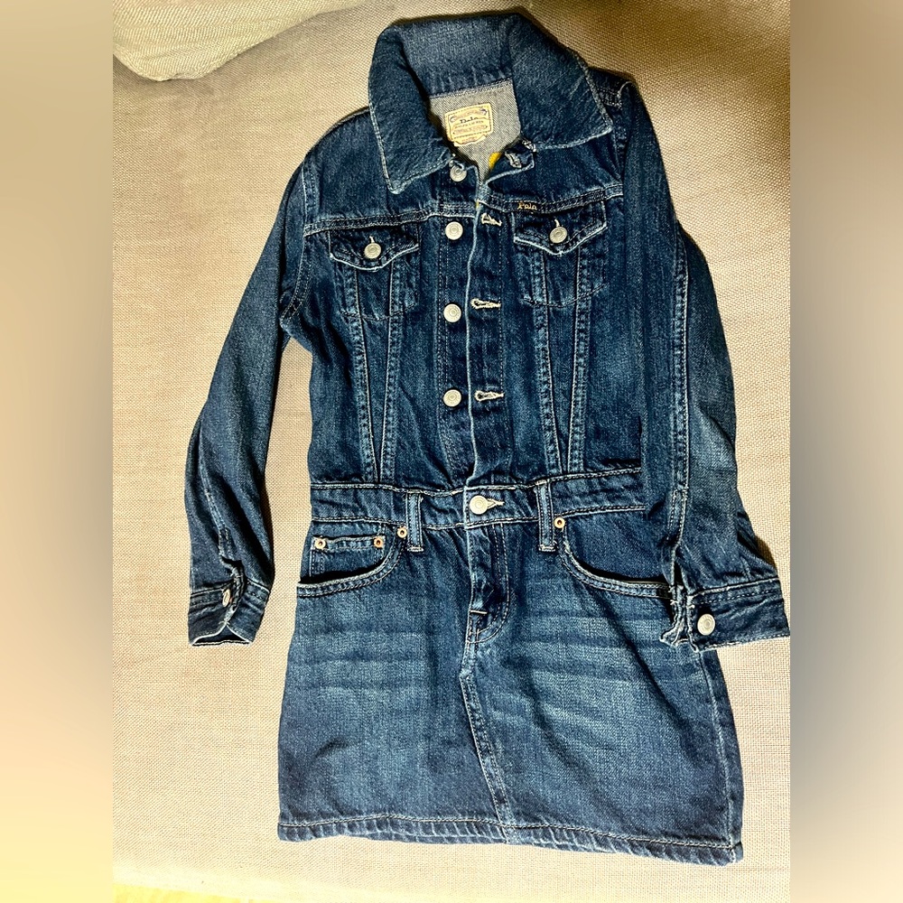 Kids Denim Jumper Dress Sz 6X